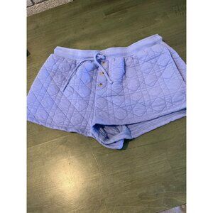 Anthropologie Quilted Pull-On Lounge Shorts Light Blue L